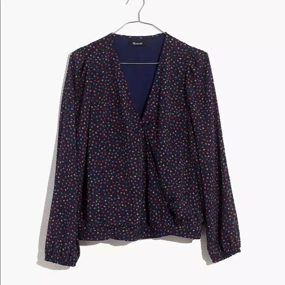 Madewell Wrap Top in Sugar Dot - Picture 1 of 7